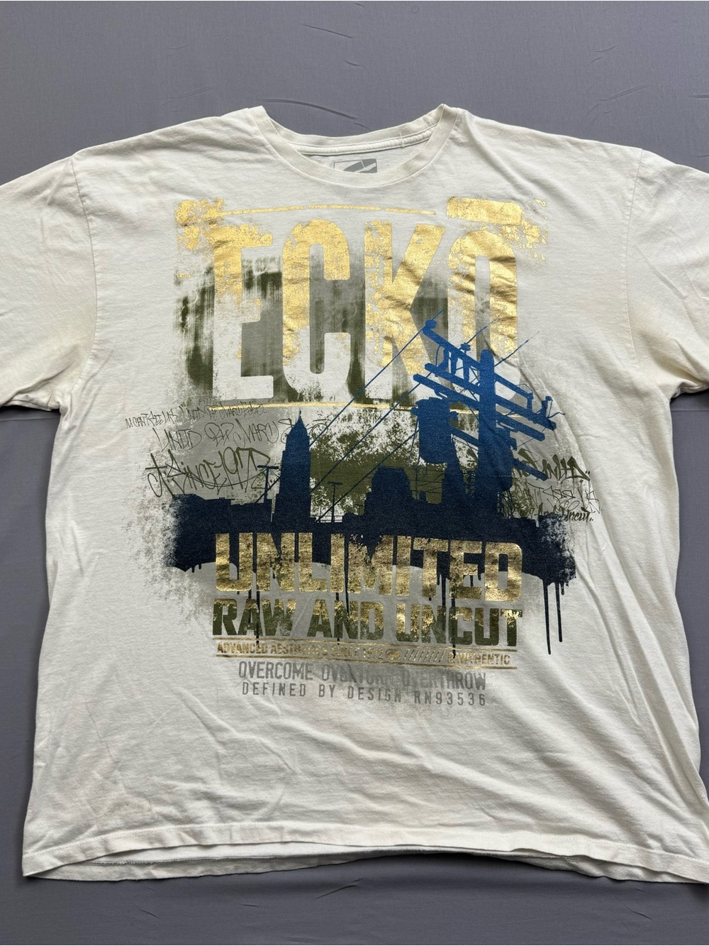 Ecko Unltd. White Graphic Logo Men's T-Shirt 2XL Short Sleeve Crew Neck Y2K